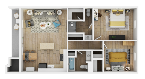 Royal Crest Apartments Floor Plan 2BR 2BA